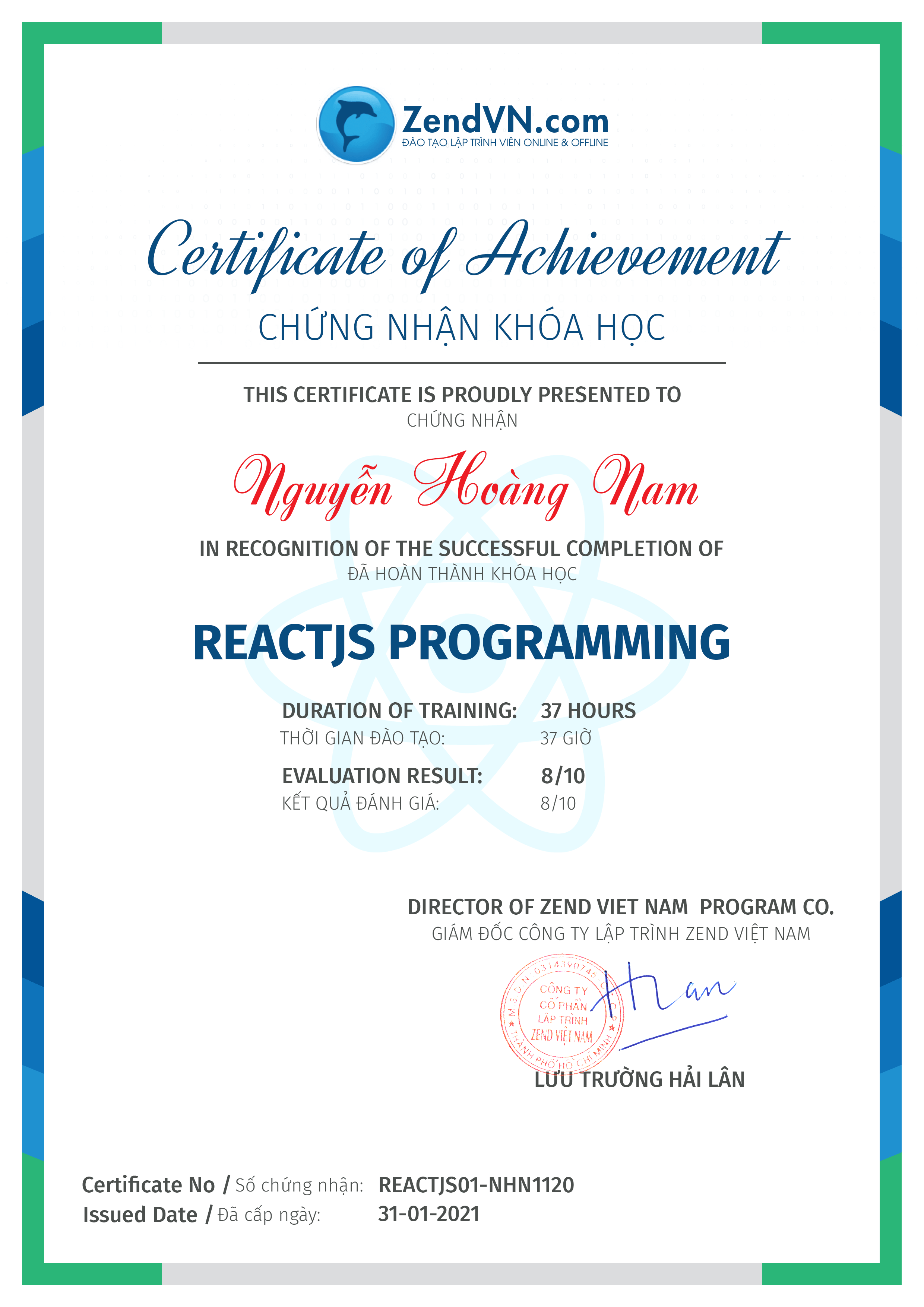certificate