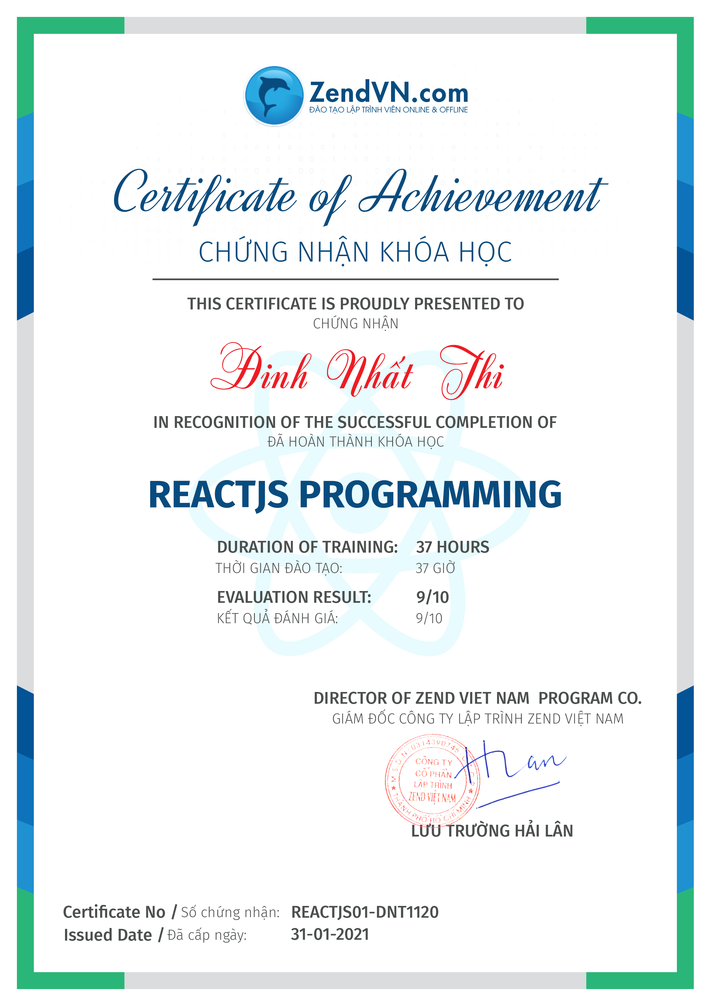 certificate