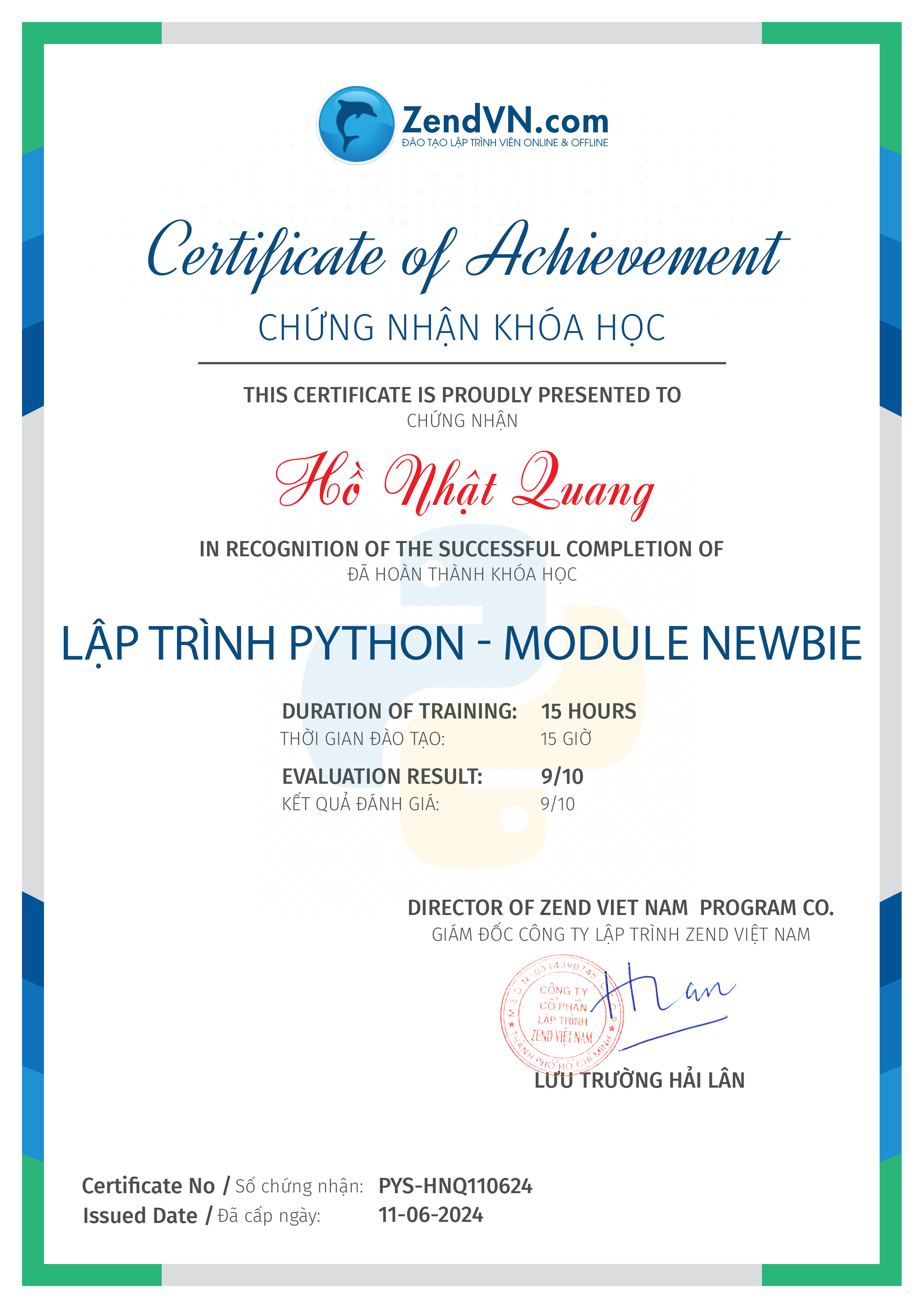 certificate