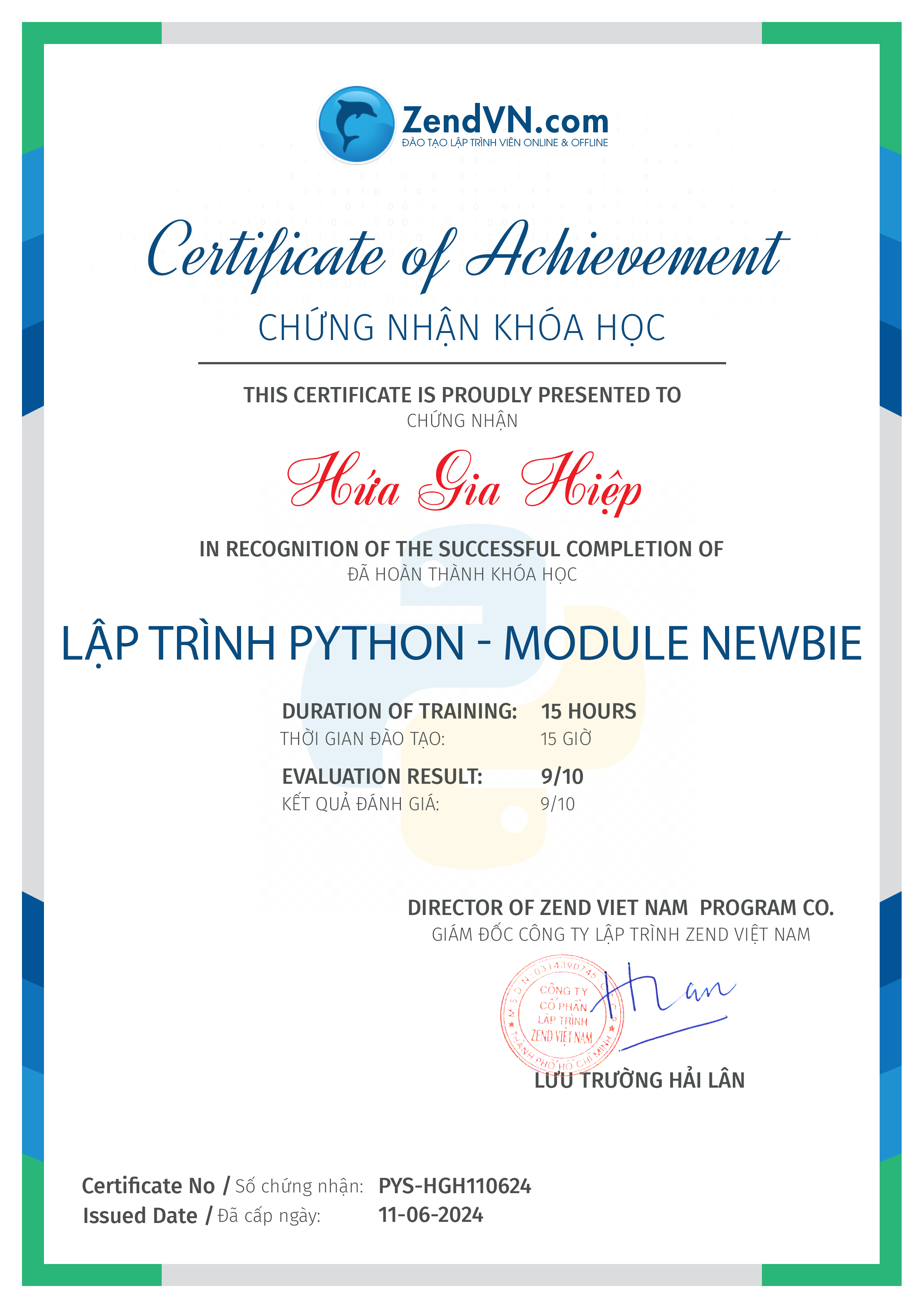 certificate