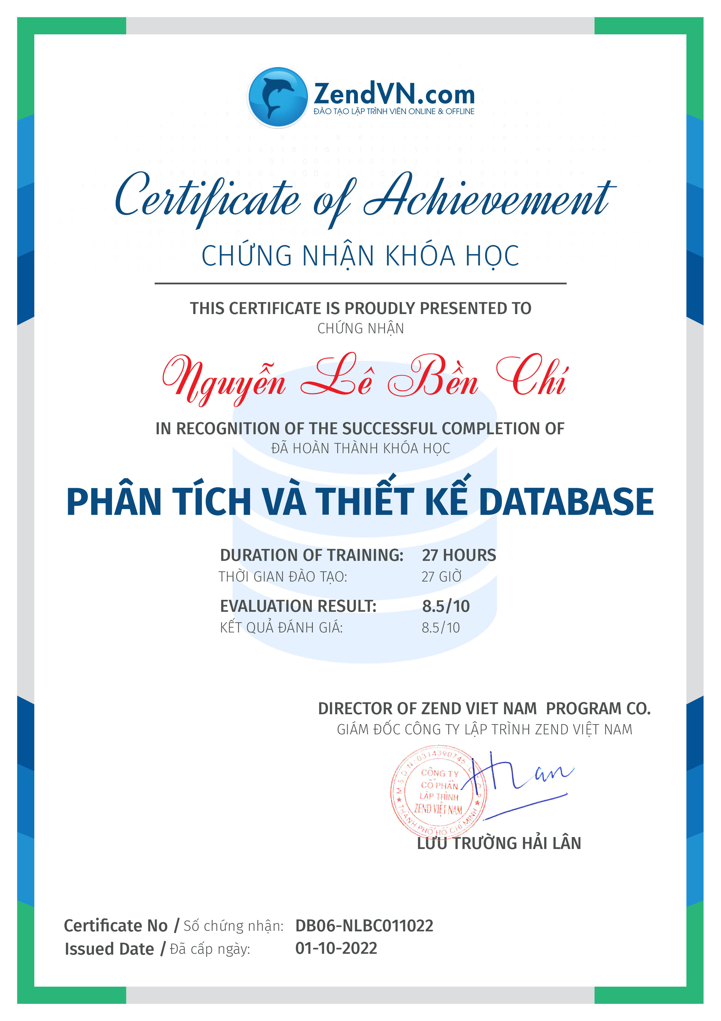 certificate