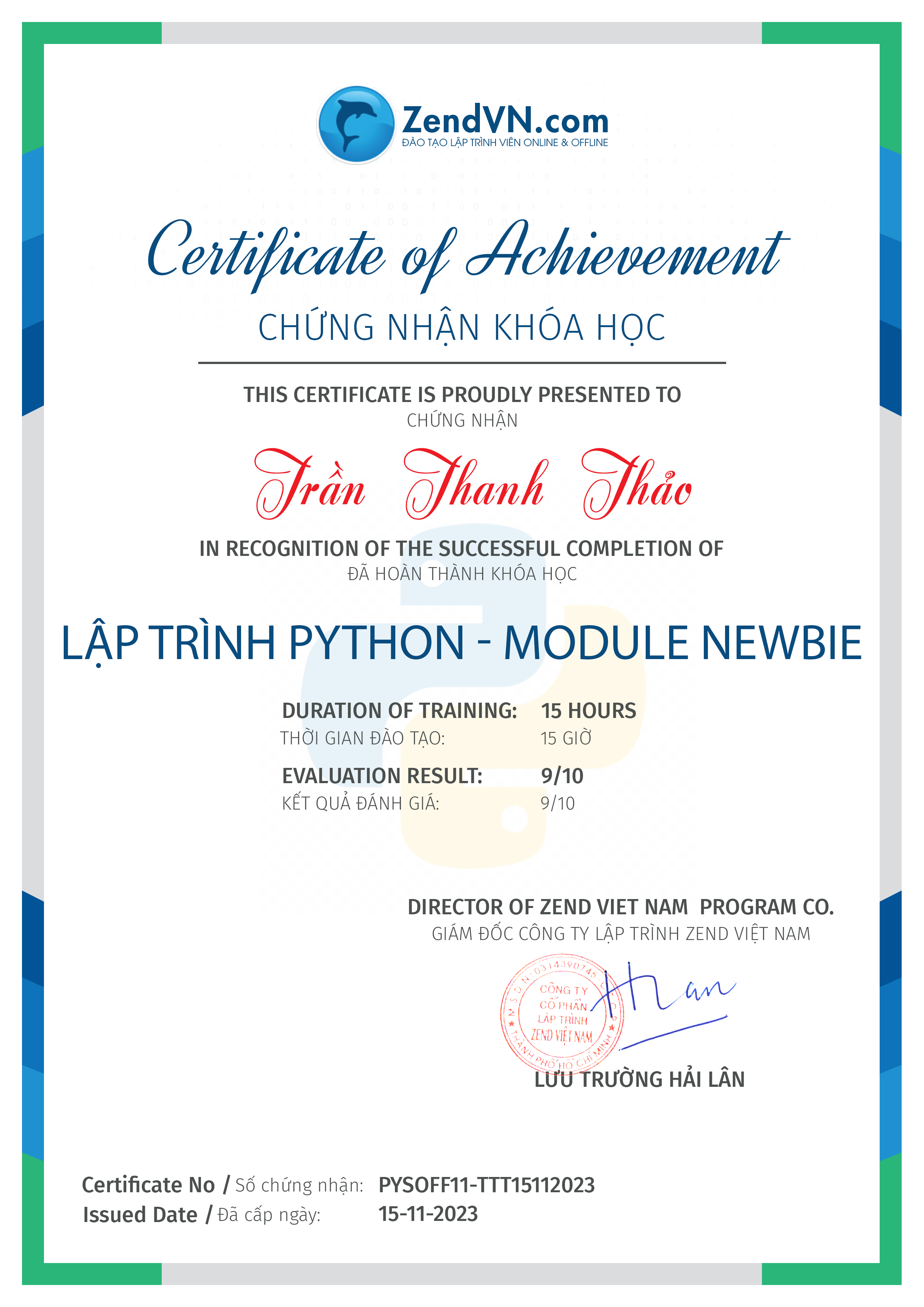 certificate