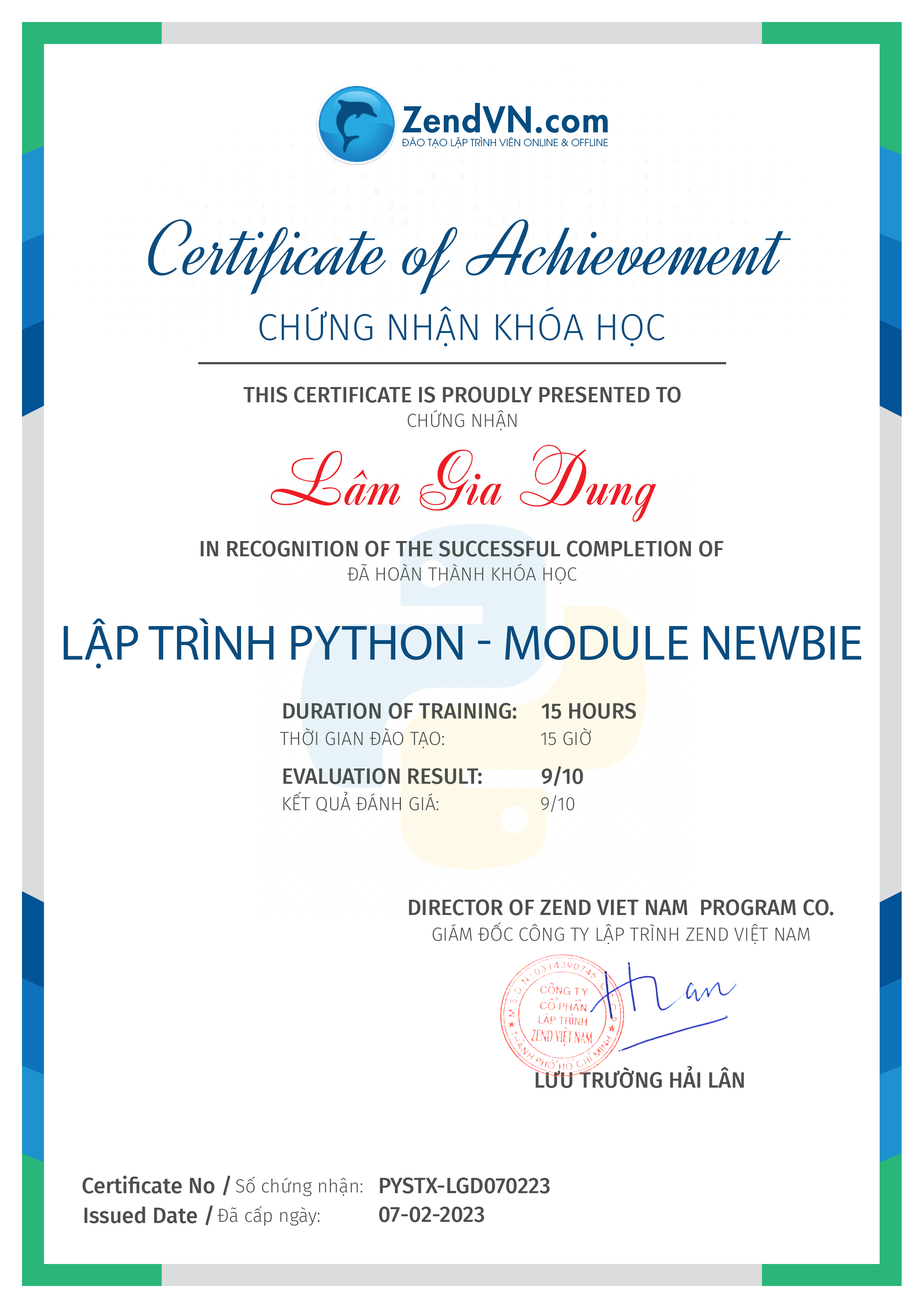 certificate